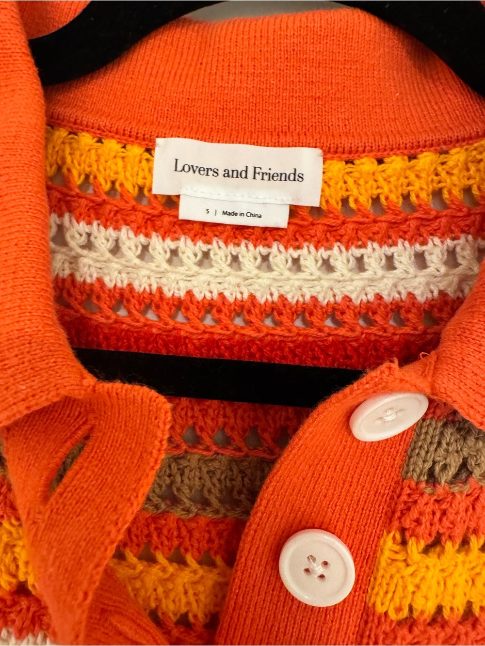 LOVERS & FRIENDS LUCIA CROCHET KNIT POLO TOP-SIZE S-LIKE NEW - Picture 4 of 5